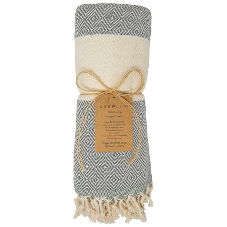 Deerlux 100% Cotton Turkish Bath Towel, 40 x 70 Diamond Peshtemal, Gray QI004004.GY